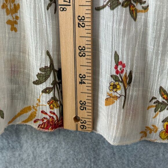 J Gee Fall Floral Tiered Maxi Skirt Sz M Cream Fairy Boho Coquette Festival - Picture 15 of 16